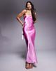 Aria Cove Aria Cove hammered satin bandeau scarf detail maxi dress in pink - 1