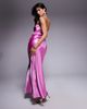 Aria Cove Aria Cove hammered satin bandeau scarf detail maxi dress in pink - 3