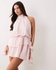 Aria Cove Aria Cove high neck frill detailing tiered mini dress in baby pink - 1