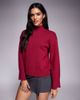 Aria Cove Aria Cove high neck oversized sleeve sweater in burgundy-Red - 1