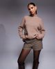 Aria Cove Aria Cove high neck rib knit sweater in mocha-Brown - 1