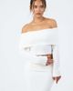 Aria Cove Aria Cove knit bardot fold over sweater in cream - part of a set-White - 1