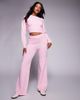 Aria Cove Aria Cove knit boxer style button detail wide leg pants in pink - part of a set - 1