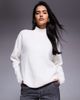 Aria Cove Aria Cove knit crew neck ribbed cuff sweater in cream-White - 1