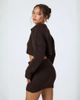 Aria Cove Aria Cove knit wide ribbed collared clasp front cardigan in chocolate - part of a set-Brown - 3