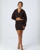Aria Cove Aria Cove knit wide ribbed collared clasp front cardigan in chocolate - part of a set-Brown - 4