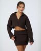 Aria Cove Aria Cove knit wide ribbed fold over detail mini skirt in chocolate - part of a set-Brown - 3