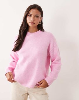 Aria Cove Aria Cove knitted crew neck ribbed cuff sweater in pink