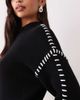 Aria Cove Aria Cove knitted oversized contrast stitch mini sweater dress in black - 2