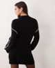 Aria Cove Aria Cove knitted oversized contrast stitch mini sweater dress in black - 3
