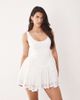Aria Cove Aria Cove lace scoop neck corset detail frill hem mini dress in white - 1