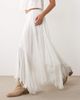 Aria Cove Aria Cove linen look tiered asymmetric raw hem maxi beach skirt in white - 2