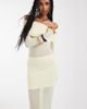 Aria Cove Aria Cove mesh bardot long sleeve exposed panel & sheer hem maxi dress in yellow - 1
