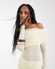 Aria Cove Aria Cove mesh bardot long sleeve exposed panel & sheer hem maxi dress in yellow - 4