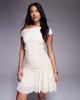Aria Cove Aria Cove mesh drape detail off the shoulder ruffle skirt mini dress in cream-White - 1