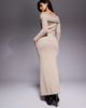 Aria Cove Aria Cove metal detail foldover fluffy knit maxi skirt in beige - part of a set-Neutral - 2