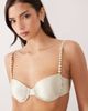 Aria Cove Aria Cove metallic bead strap balconette bikini top in cream - part of a set-White - 4