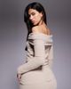 Aria Cove Aria Cove off the shoulder metal detail fluffy knit sweater in beige - part of a set-Neutral - 2
