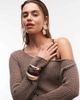 Aria Cove Aria Cove open crochet off shoulder flare sleeve beach crop top in soft brown - part of a set - 3