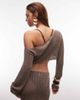 Aria Cove Aria Cove open crochet off shoulder flare sleeve beach crop top in soft brown - part of a set - 4
