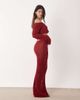Aria Cove Aria Cove open crochet tie waist maxi beach skirt in burgundy - part of a set-Red - 3