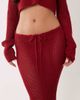 Aria Cove Aria Cove open crochet tie waist maxi beach skirt in burgundy - part of a set-Red - 4
