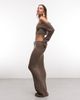 Aria Cove Aria Cove open crochet tie waist maxi beach skirt in soft brown - part of a set - 2