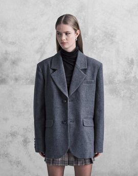 Aria Cove Aria Cove oversized wool look dropped shoulder blazer in charcoal-Gray