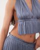 Aria Cove Aria Cove plissé halterneck plunge neck open tie back top in blue - part of a set - 3