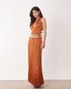 Aria Cove Aria Cove plisse halterneck plunge open tie back top in orange - part of a set - 2