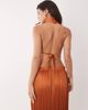Aria Cove Aria Cove plisse halterneck plunge open tie back top in orange - part of a set - 3