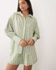 Aria Cove Aria Cove pocket front deep cuff oversized shirt in green stripes - part of a set - 2
