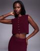 Aria Cove Aria Cove rib knit cropped button up sleeveless vest in burgundy - part of a set-Red - 1