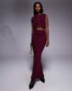 Aria Cove Aria Cove rib knit cropped button up sleeveless vest in burgundy - part of a set-Red - 2