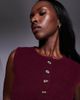 Aria Cove Aria Cove rib knit cropped button up sleeveless vest in burgundy - part of a set-Red - 3