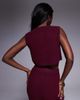 Aria Cove Aria Cove rib knit cropped button up sleeveless vest in burgundy - part of a set-Red - 4
