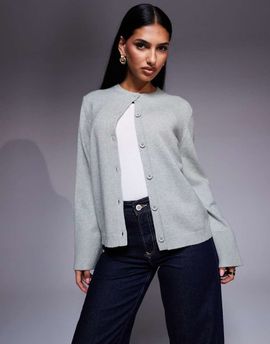 Aria Cove Aria Cove ribbed deep wide cuffs cardigan in light heather gray