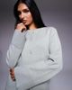 Aria Cove Aria Cove ribbed deep wide cuffs cardigan in light heather gray - 2