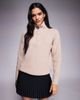 Aria Cove Aria Cove ribbed knit funnel neck 3/4 zip sweater in oat-Neutral - 1