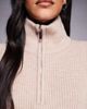 Aria Cove Aria Cove ribbed knit funnel neck 3/4 zip sweater in oat-Neutral - 2