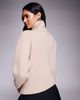 Aria Cove Aria Cove ribbed knit funnel neck 3/4 zip sweater in oat-Neutral - 4