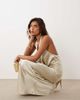 Aria Cove Aria Cove satin deep cowl neck scarf detail maxi dress in light gold-White - 2