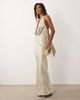 Aria Cove Aria Cove satin deep cowl neck scarf detail maxi dress in light gold-White - 3