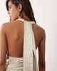 Aria Cove Aria Cove satin deep cowl neck scarf detail maxi dress in light gold-White - 4