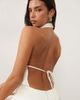 Aria Cove Aria Cove satin high neck fitted skirt mini dress in cream-White - 2