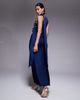 Aria Cove Aria Cove satin ruched side scarf detail maxi dress in navy - 3