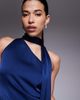 Aria Cove Aria Cove satin ruched side scarf detail maxi dress in navy - 4