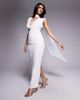 Aria Cove Aria Cove scarf detail cowl neck drape waist detail maxi dress in white - 1