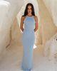 Aria Cove Aria Cove sequin knit bodycon open strappy back maxi dress in baby blue - 1