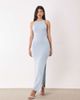Aria Cove Aria Cove sequin knit bodycon open strappy back maxi dress in baby blue - 2